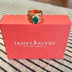 Gold Adoree Ring with Lab-Created Emerald